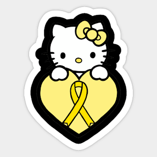 Cartoon cat awareness ribbon (yellow) Sticker